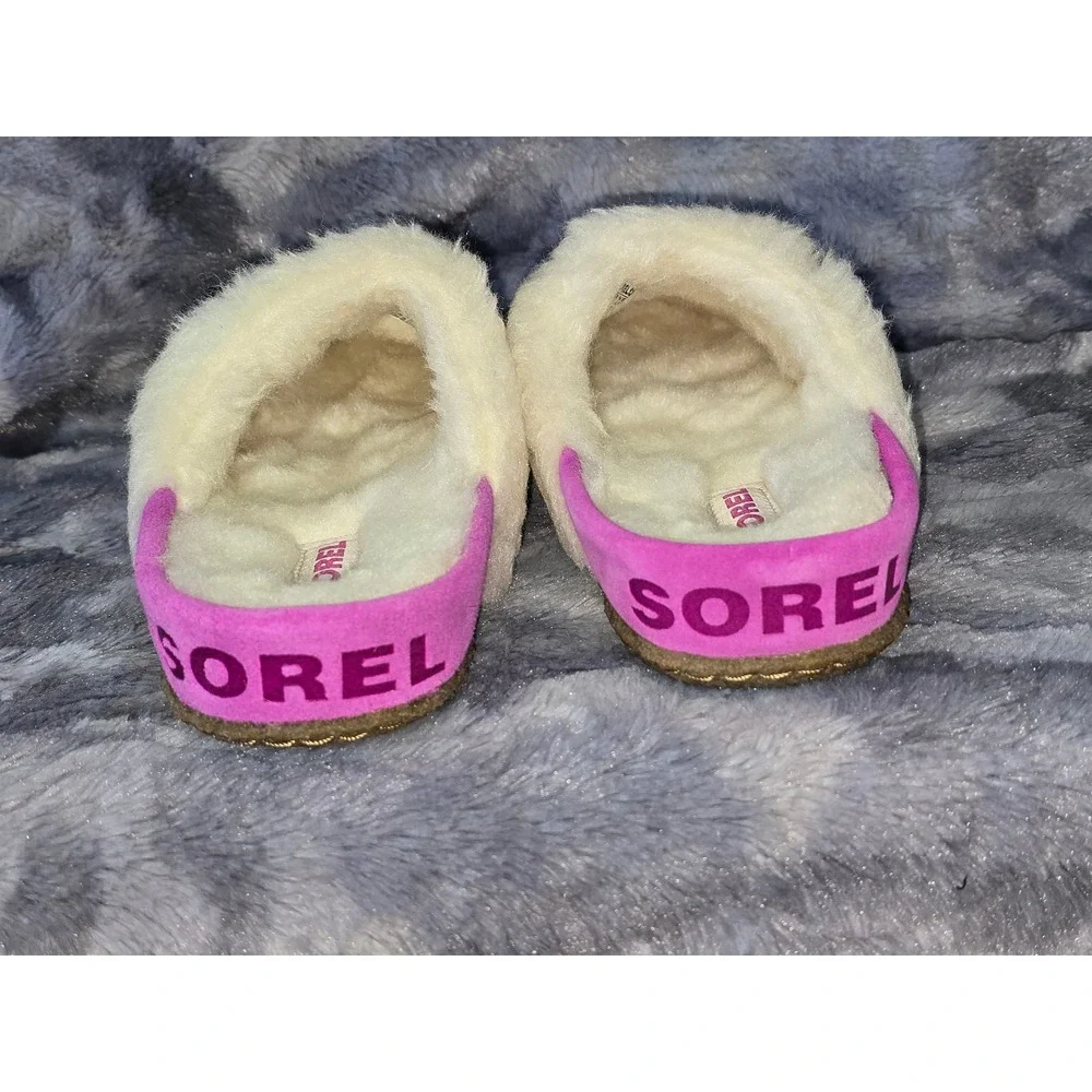 NWB‎ Sorel Youth Nakiska Slide II Pink Sequin Fur Lined Slippers Size 5